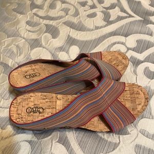 Cato brand wedge sandals size 9. Blue and red striped.
